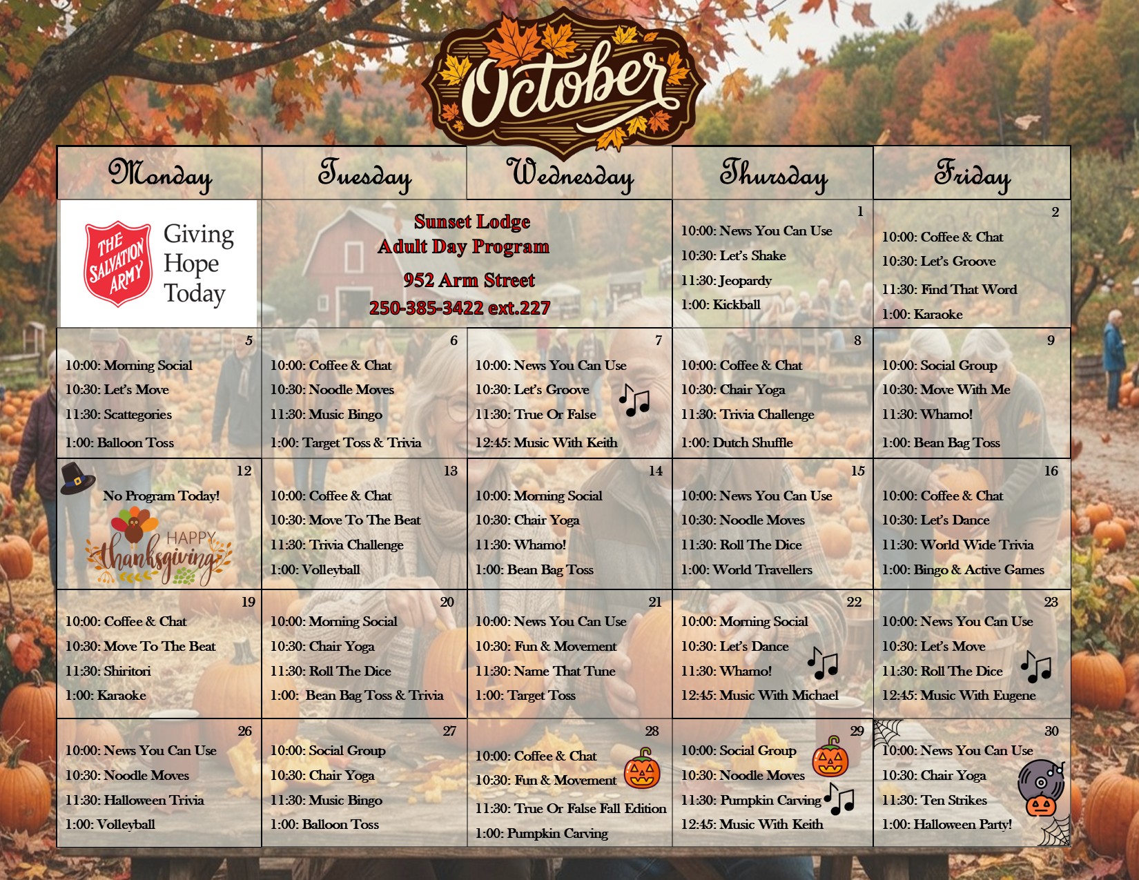 Sunset Lodge Adult Day Program Oct 2026